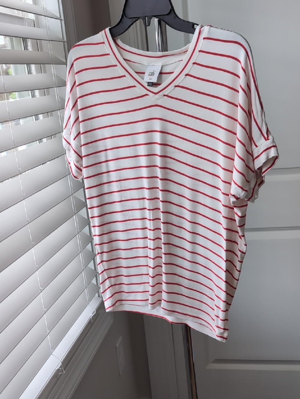 Cabi Red And White Striped XXS Tee Shirt